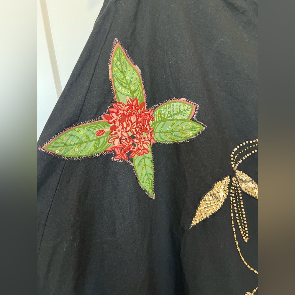Faith Resortwear cotton/linen blend floral embroidered whimsy beachy midi skirt - Picture 2 of 7